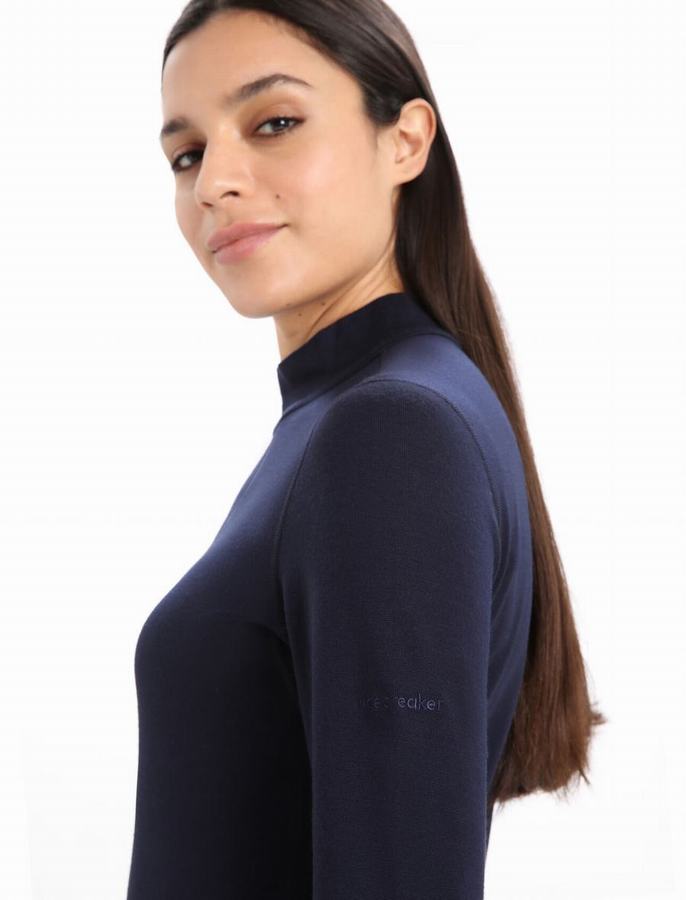 Capas Base Icebreaker Merino 260 Tech Long Sleeve Turtleneck Termica Mujer Azul Marino | FMW1074KU