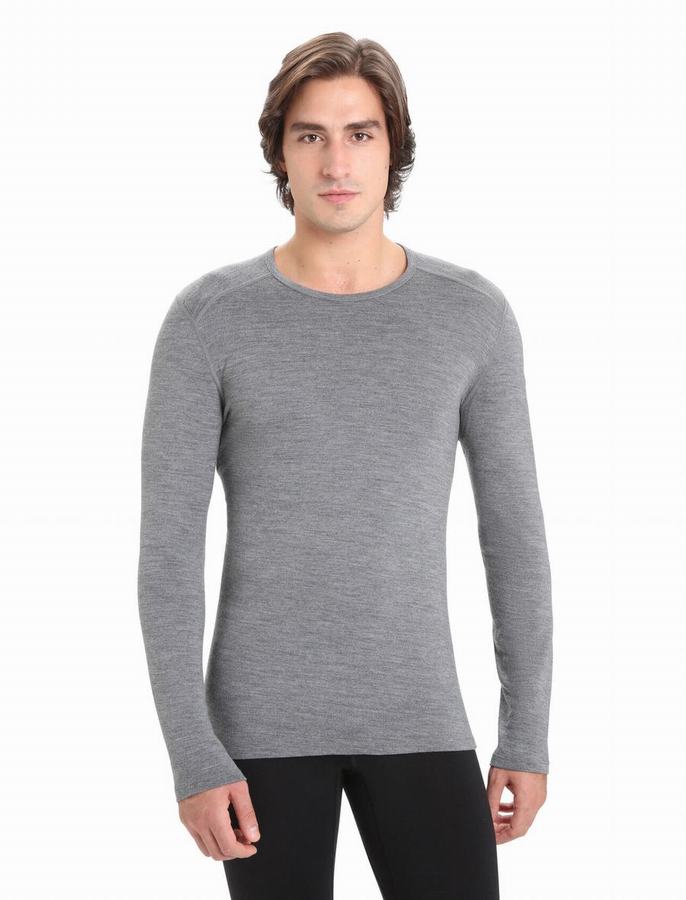 Capas Base Icebreaker Merino 260 Tech Long Sleeve Crewe Termica Hombre Grises | INB3471RJ