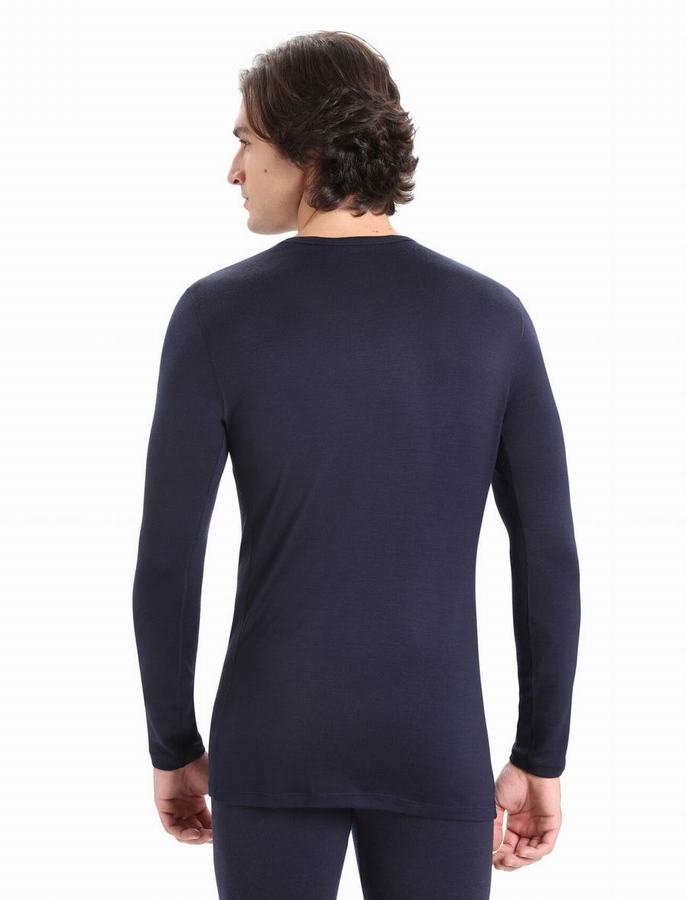 Capas Base Icebreaker Merino 260 Tech Long Sleeve Crewe Termica Hombre Azul Marino | JXK1496RW