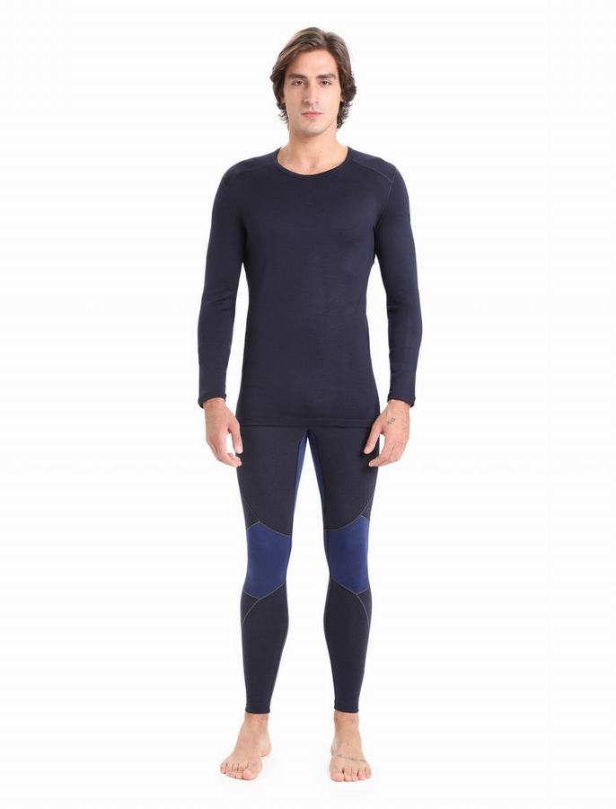 Capas Base Icebreaker Merino 260 Tech Long Sleeve Crewe Termica Hombre Azul Marino | JXK1496RW