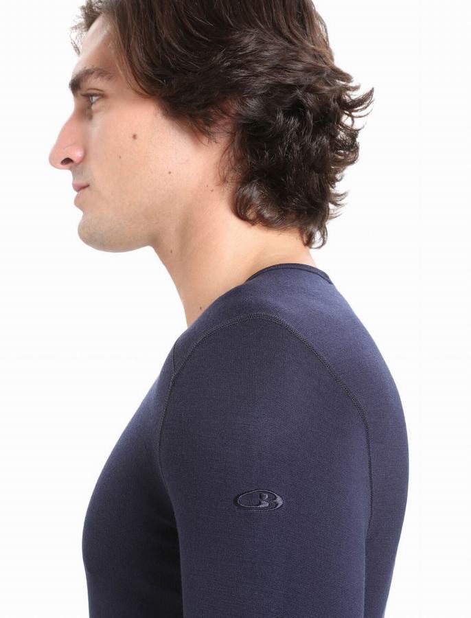 Capas Base Icebreaker Merino 260 Tech Long Sleeve Crewe Termica Hombre Azul Marino | JXK1496RW