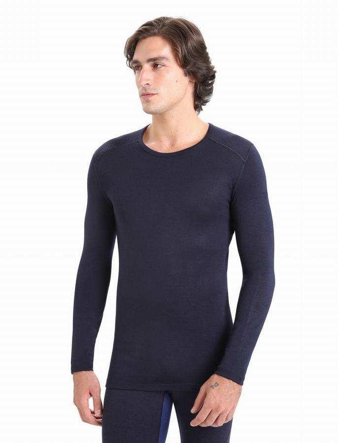 Capas Base Icebreaker Merino 260 Tech Long Sleeve Crewe Termica Hombre Azul Marino | JXK1496RW