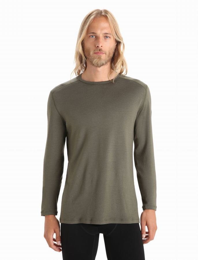 Capas Base Icebreaker Merino 260 Tech Long Sleeve Crewe Termica Hombre Verde Oliva | MQZ1213XW