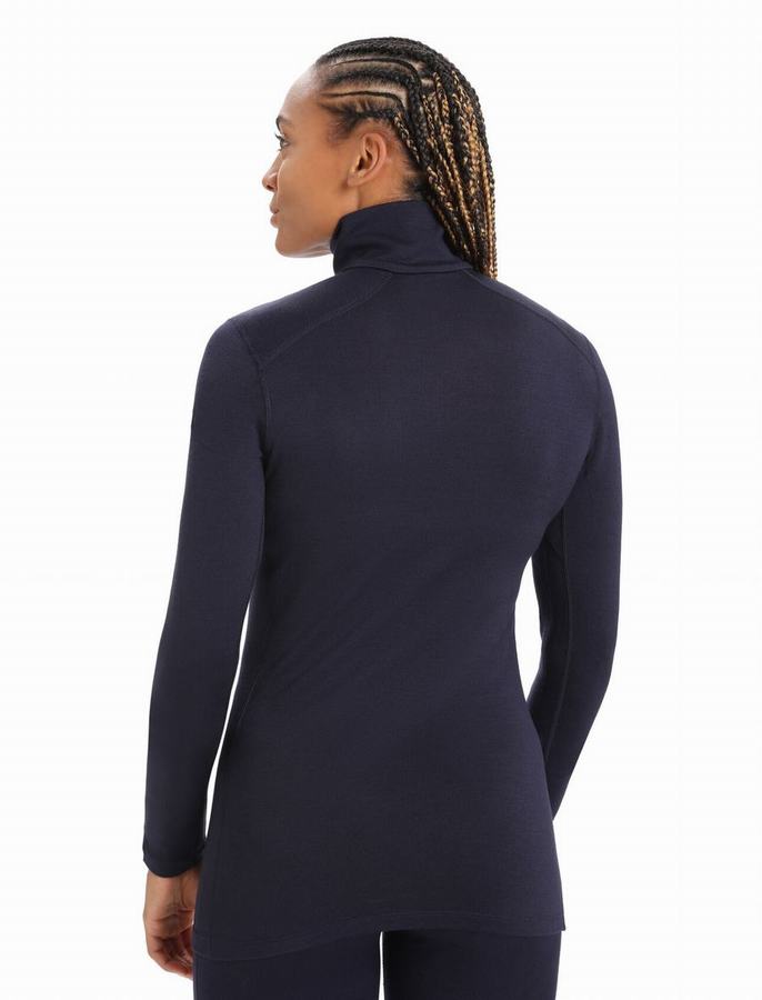 Capas Base Icebreaker Merino 260 Tech Long Sleeve Half Zip Termica Mujer Azul Marino | QUZ6460MT