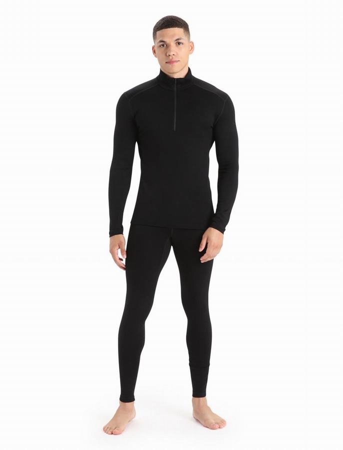 Capas Base Icebreaker Merino 260 Tech Long Sleeve Half Zip Termica Hombre Negros | XCZ8333KX