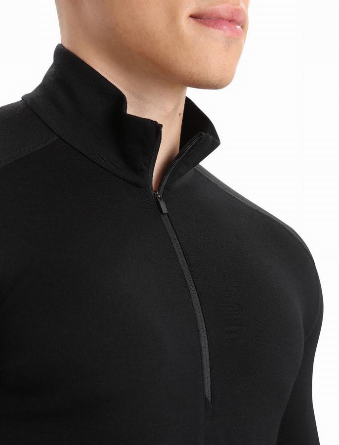 Capas Base Icebreaker Merino 260 Tech Long Sleeve Half Zip Termica Hombre Negros | XCZ8333KX