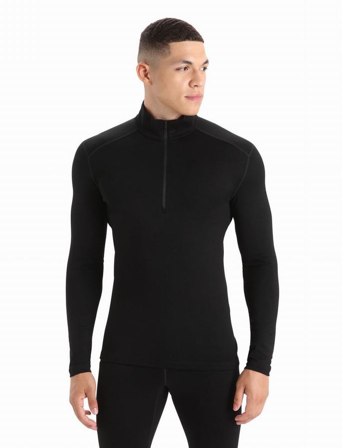 Capas Base Icebreaker Merino 260 Tech Long Sleeve Half Zip Termica Hombre Negros | XCZ8333KX