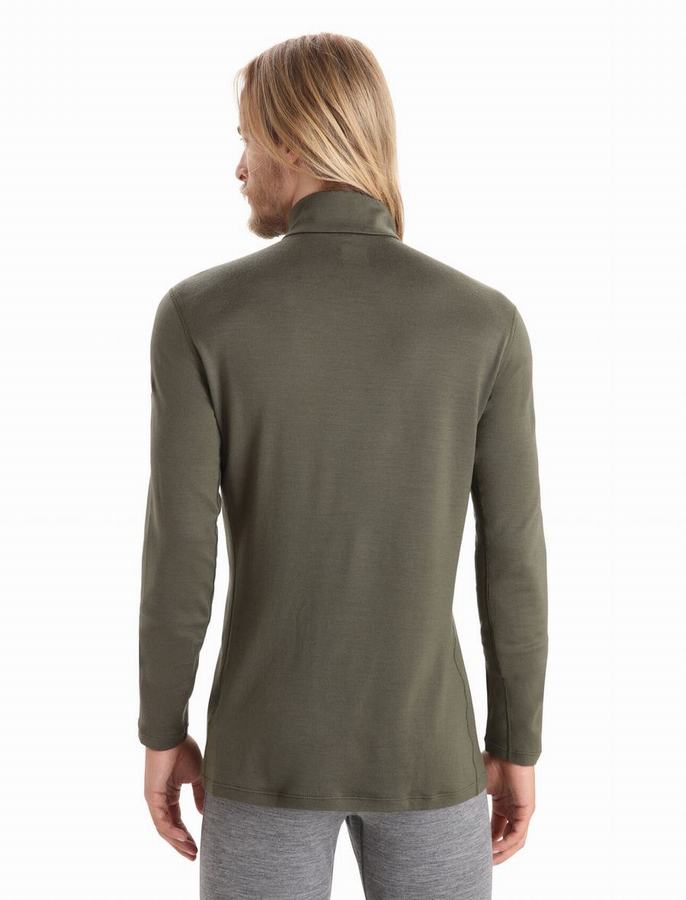 Capas Base Icebreaker Merino 260 Tech Long Sleeve Half Zip Termica Hombre Verde Oliva | ZHG4282EF