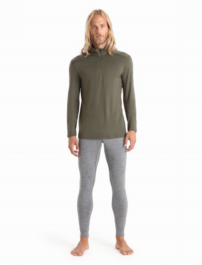 Capas Base Icebreaker Merino 260 Tech Long Sleeve Half Zip Termica Hombre Verde Oliva | ZHG4282EF