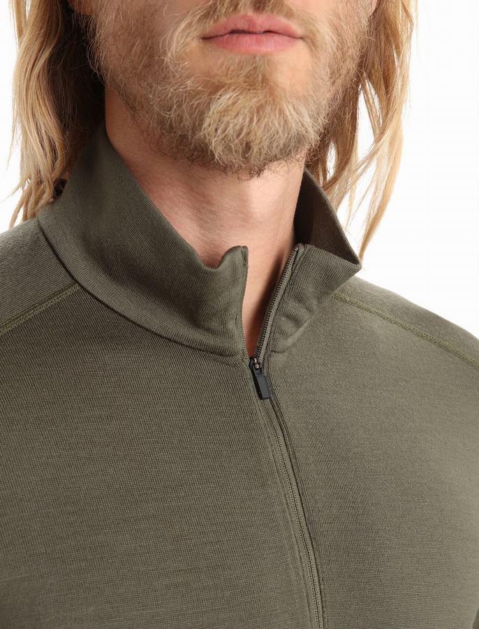 Capas Base Icebreaker Merino 260 Tech Long Sleeve Half Zip Termica Hombre Verde Oliva | ZHG4282EF