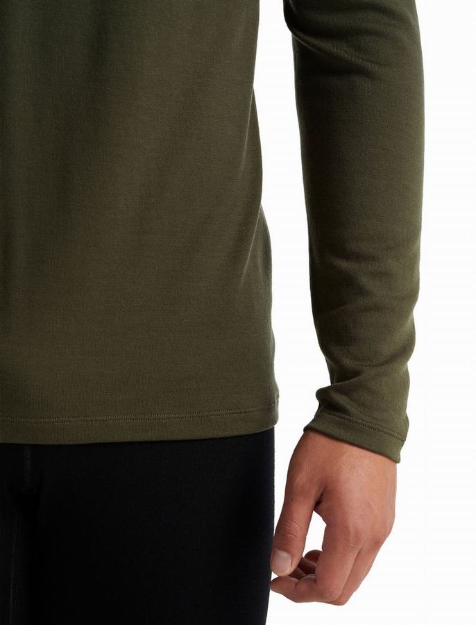 Capas Base Icebreaker Merino 260 Tech Long Sleeve Half Zip Termica Hombre Verde Oliva | ZHG4282EF