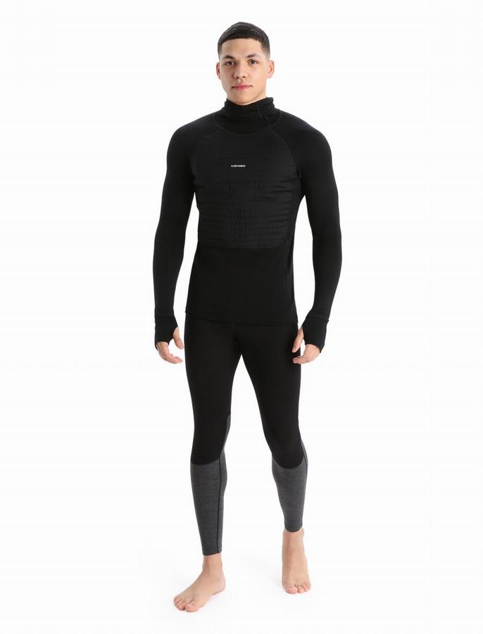 Capas Base Icebreaker ZoneKnit™ Merino Insulated Long Sleeve Termica Hombre Negros | RAQ557WH