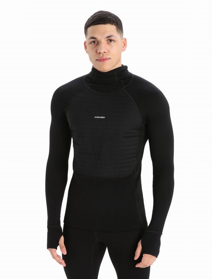 Capas Base Icebreaker ZoneKnit™ Merino Insulated Long Sleeve Termica Hombre Negros | RAQ557WH