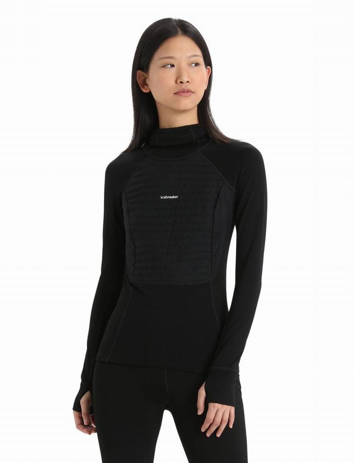 Capas Base Icebreaker ZoneKnit™ Merino Insulated Long Sleeve Termica Mujer Negros | ZVL8157IJ