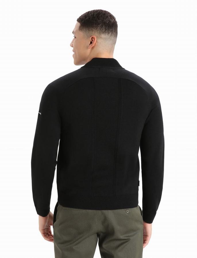 Chaquetas Icebreaker City Label ZoneKnit™ Merino Insulated Knit Bomber Hombre Negros | IWX3924KK