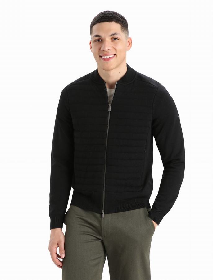 Chaquetas Icebreaker City Label ZoneKnit™ Merino Insulated Knit Bomber Hombre Negros | IWX3924KK