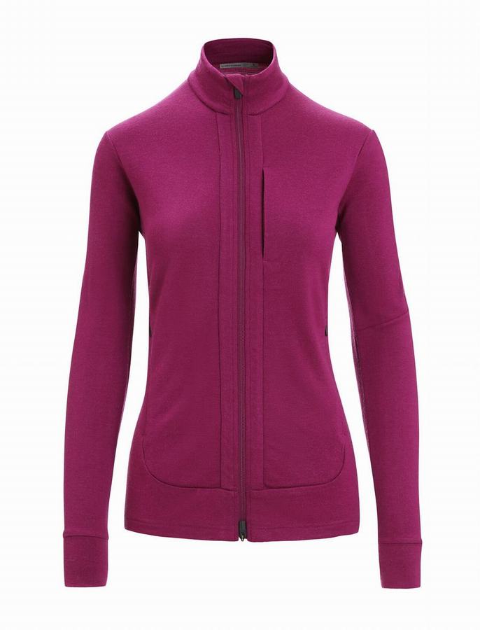 Chaquetas Icebreaker Merino Quantum III Long Sleeve Zip Mujer Morados Oscuro | IGG3613CB