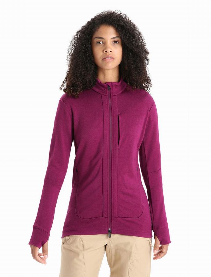 Chaquetas Icebreaker Merino Quantum III Long Sleeve Zip Mujer Morados Oscuro | IGG3613CB