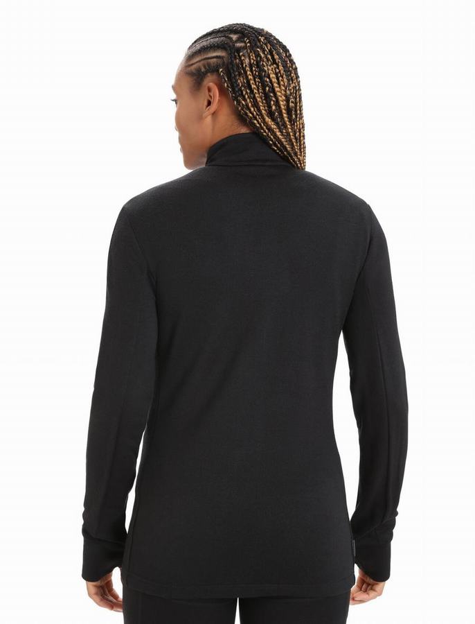 Chaquetas Icebreaker Merino Quantum III Long Sleeve Zip Mujer Negros | LDR7212IA