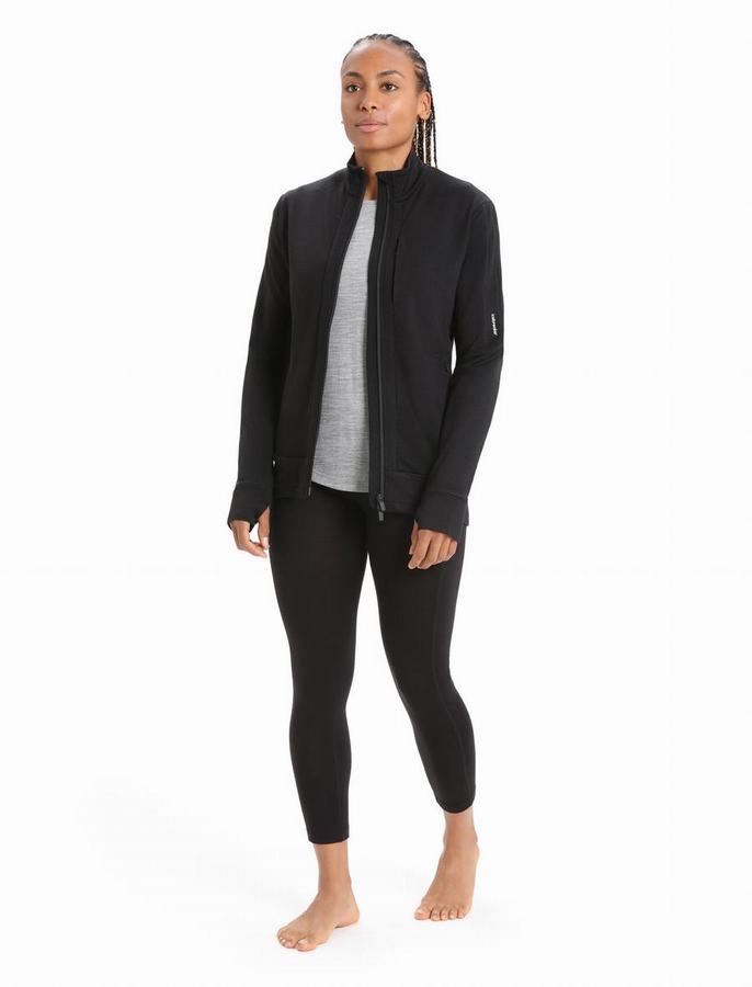 Chaquetas Icebreaker Merino Quantum III Long Sleeve Zip Mujer Negros | LDR7212IA