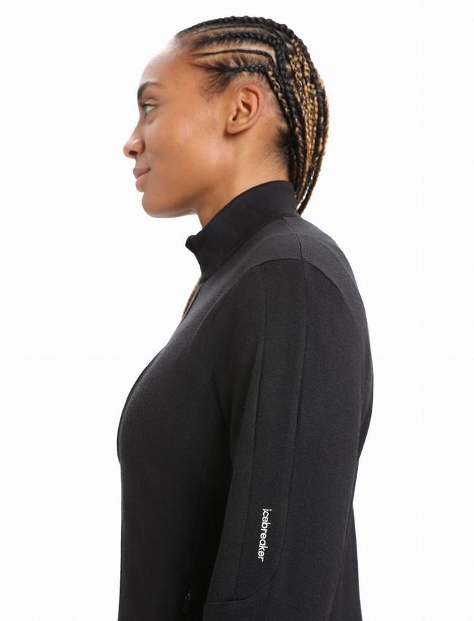 Chaquetas Icebreaker Merino Quantum III Long Sleeve Zip Mujer Negros | LDR7212IA