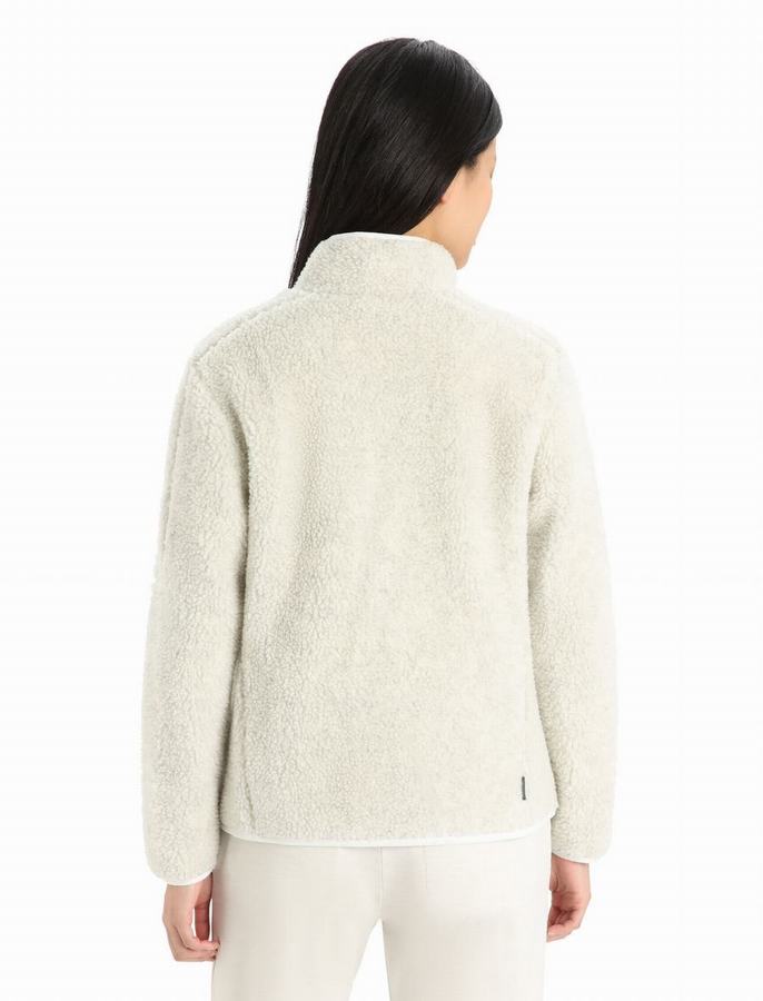 Chaquetas Icebreaker RealFleece™ Merino High Pile Long Sleeve Zip Mujer Blancos | KSD3968QO