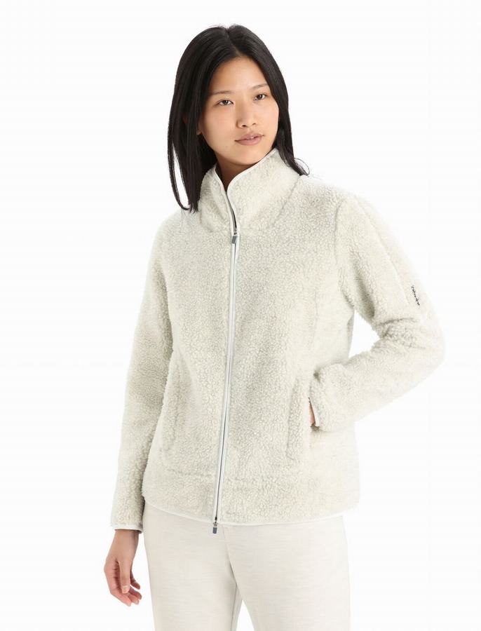 Chaquetas Icebreaker RealFleece™ Merino High Pile Long Sleeve Zip Mujer Blancos | KSD3968QO