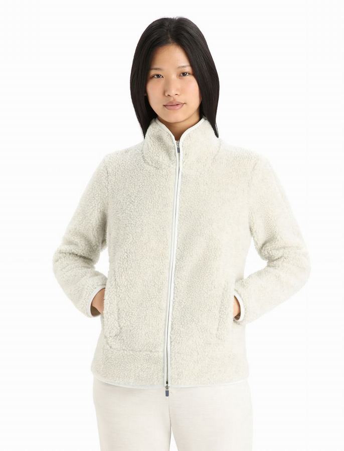 Chaquetas Icebreaker RealFleece™ Merino High Pile Long Sleeve Zip Mujer Blancos | KSD3968QO