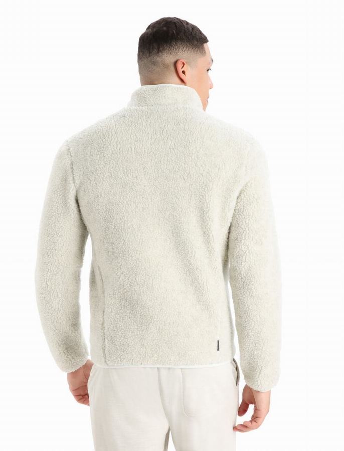 Chaquetas Icebreaker RealFleece™ Merino High Pile Long Sleeve Zip Hombre Blancos | XCV8755HM