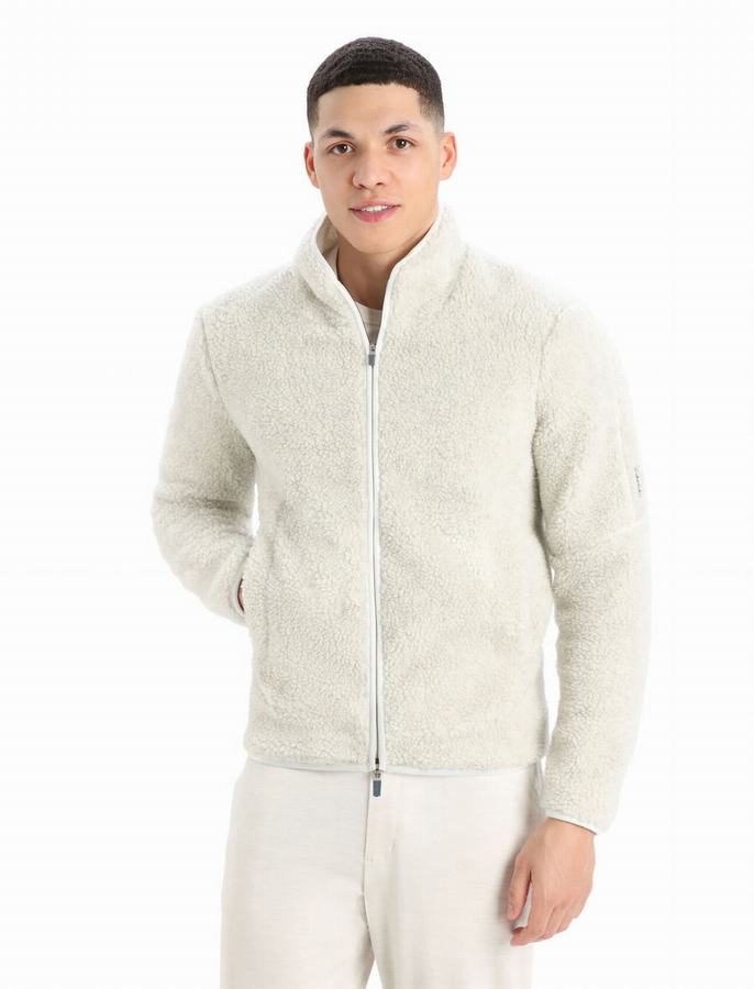 Chaquetas Icebreaker RealFleece™ Merino High Pile Long Sleeve Zip Hombre Blancos | XCV8755HM