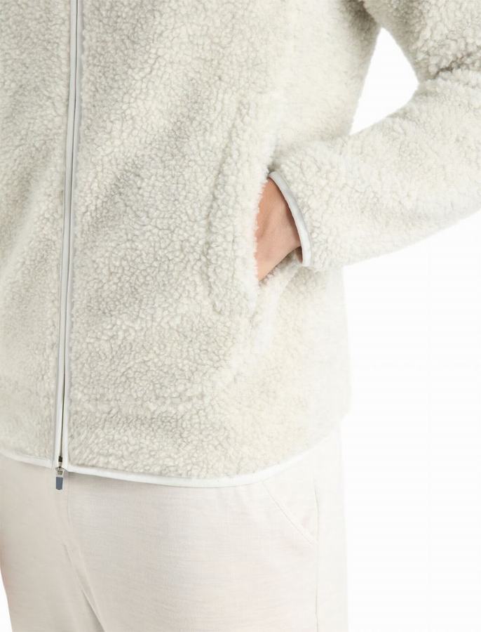 Chaquetas Icebreaker RealFleece™ Merino High Pile Long Sleeve Zip Hombre Blancos | XCV8755HM