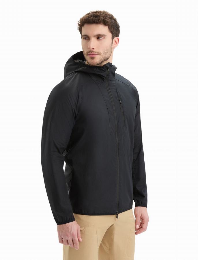 Chaquetas Icebreaker Shell+™ Merino Algodon Windbreaker Hombre Negros | FJL7714RE