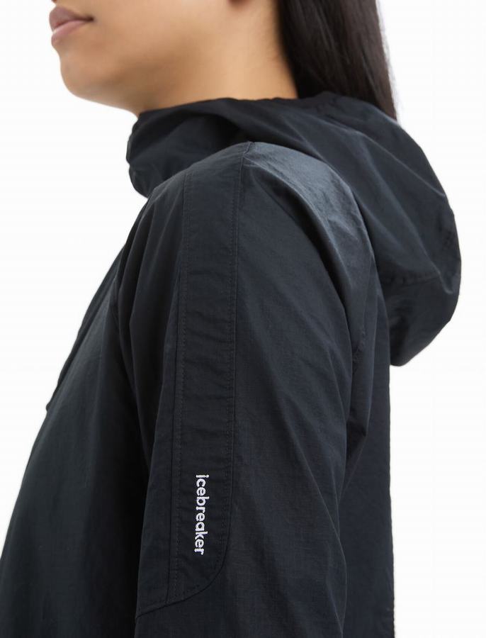 Chaquetas Icebreaker Shell+™ Merino Algodon Windbreaker Mujer Negros | ISZ2448KF