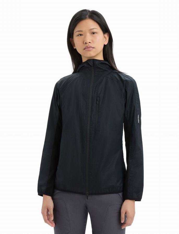 Chaquetas Icebreaker Shell+™ Merino Algodon Windbreaker Mujer Negros | ISZ2448KF