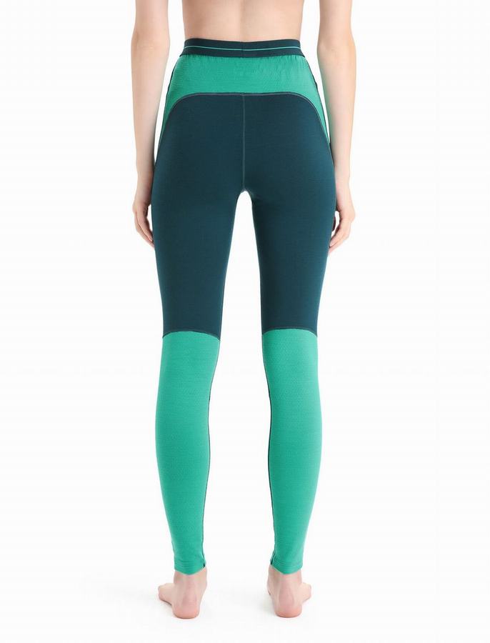 Leggins Icebreaker 200 ZoneKnit™ Merino Termica Mujer Verdes Azules | KXQ5321UV