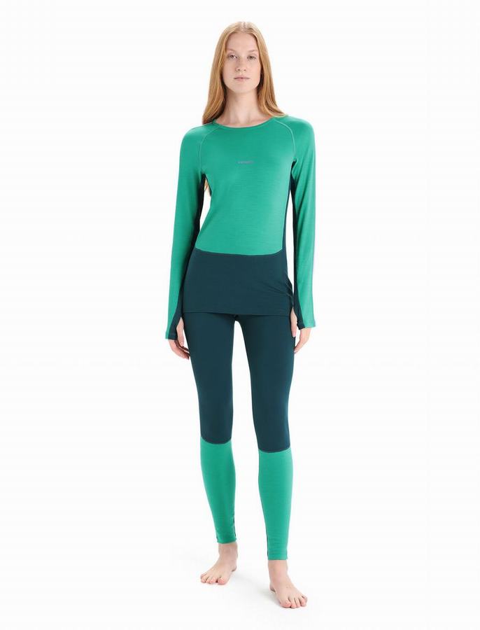 Leggins Icebreaker 200 ZoneKnit™ Merino Termica Mujer Verdes Azules | KXQ5321UV