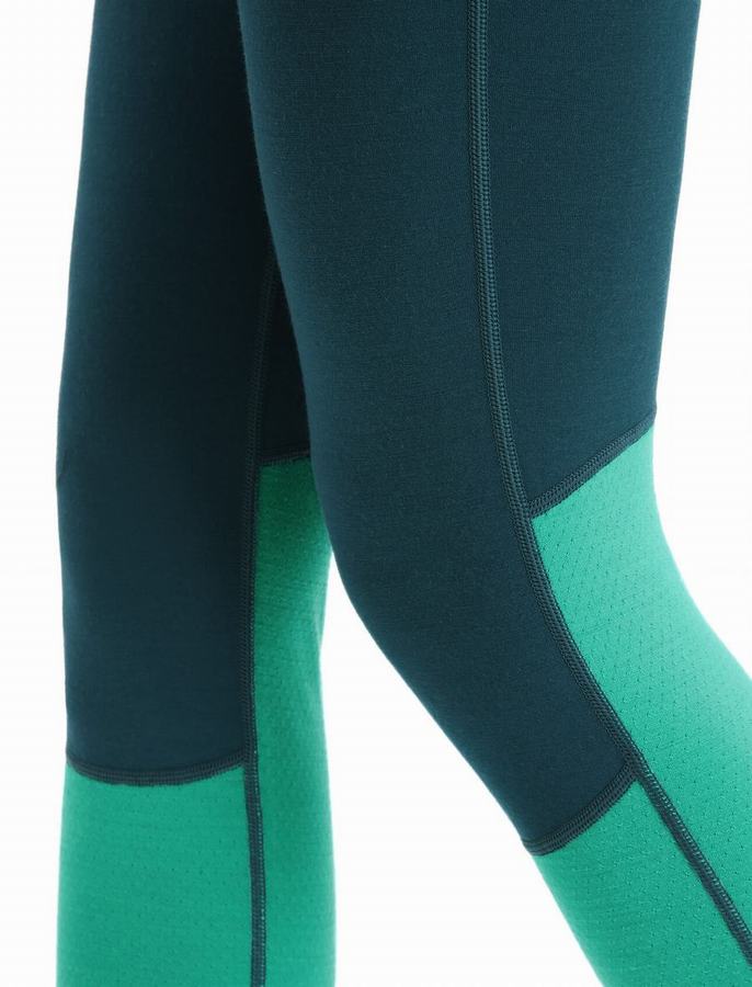 Leggins Icebreaker 200 ZoneKnit™ Merino Termica Mujer Verdes Azules | KXQ5321UV