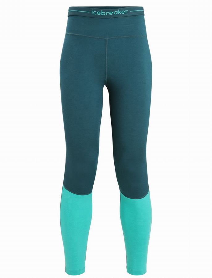 Leggins Icebreaker 200 ZoneKnit™ Merino Termica Mujer Verdes Azules | KXQ5321UV