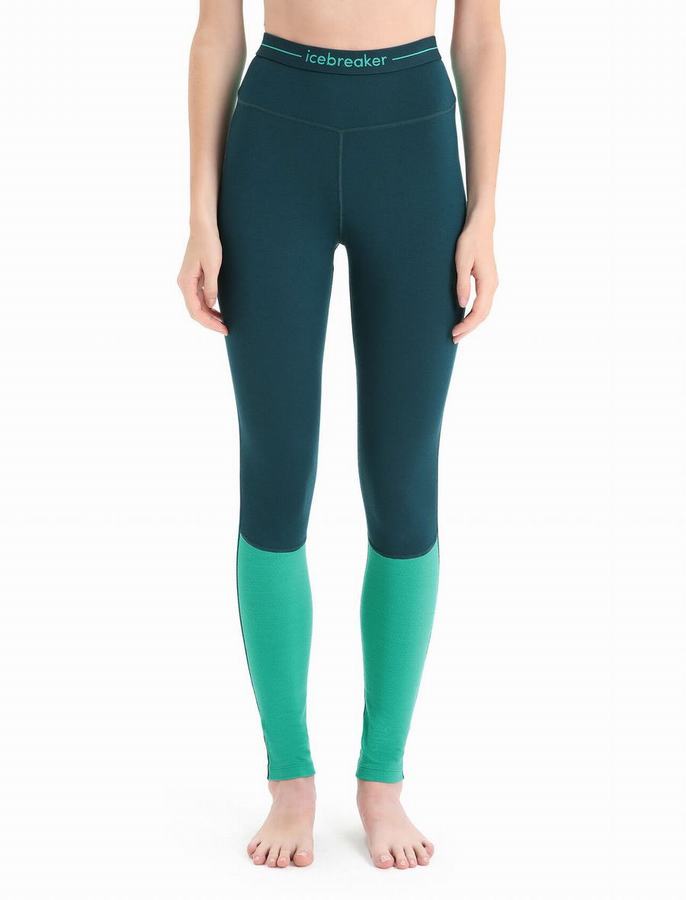 Leggins Icebreaker 200 ZoneKnit™ Merino Termica Mujer Verdes Azules | KXQ5321UV