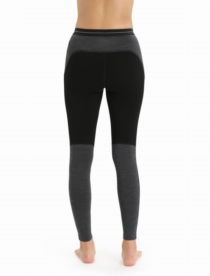 Leggins Icebreaker 200 ZoneKnit™ Merino Termica Mujer Negros Grises | TMC3367TK