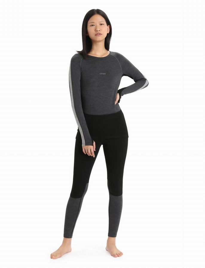 Leggins Icebreaker 200 ZoneKnit™ Merino Termica Mujer Negros Grises | TMC3367TK