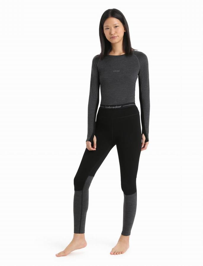 Leggins Icebreaker 200 ZoneKnit™ Merino Termica Mujer Negros Grises | TMC3367TK