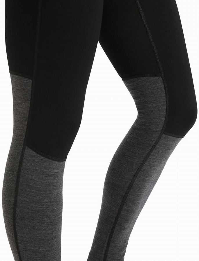 Leggins Icebreaker 200 ZoneKnit™ Merino Termica Mujer Negros Grises | TMC3367TK