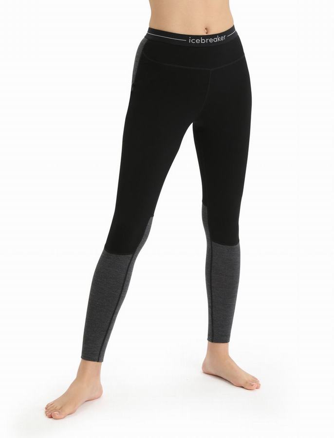 Leggins Icebreaker 200 ZoneKnit™ Merino Termica Mujer Negros Grises | TMC3367TK