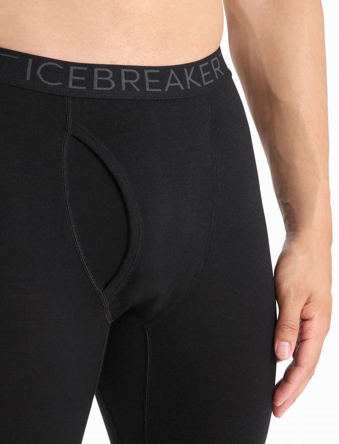 Leggins Icebreaker Merino 200 Oasis with Fly Hombre Negros | SMZ8776BA