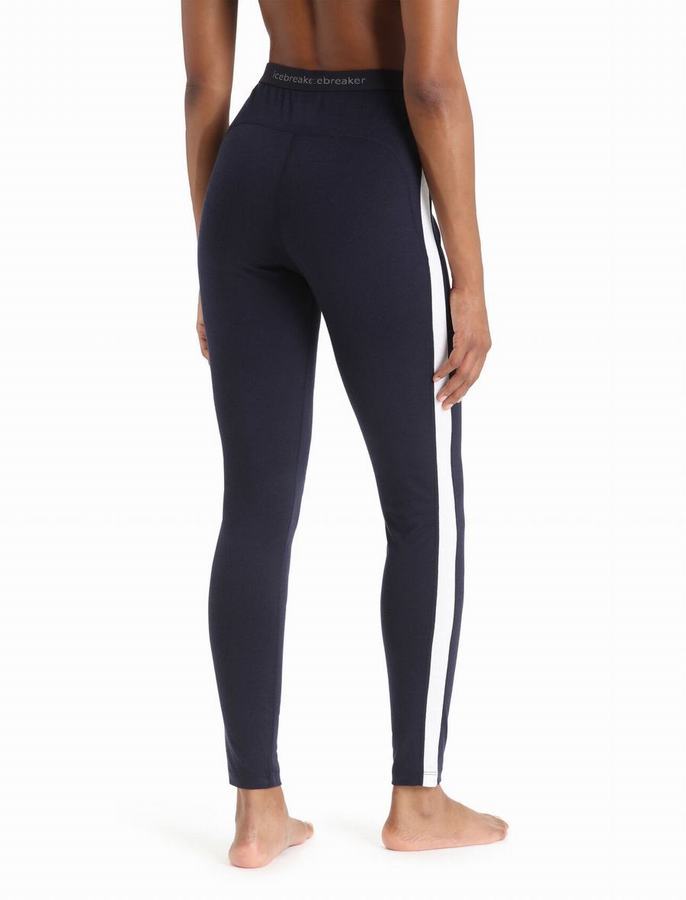 Leggins Icebreaker Merino 200 Sonebula Termica Mujer Azul Marino Blancos | TVF2295OE