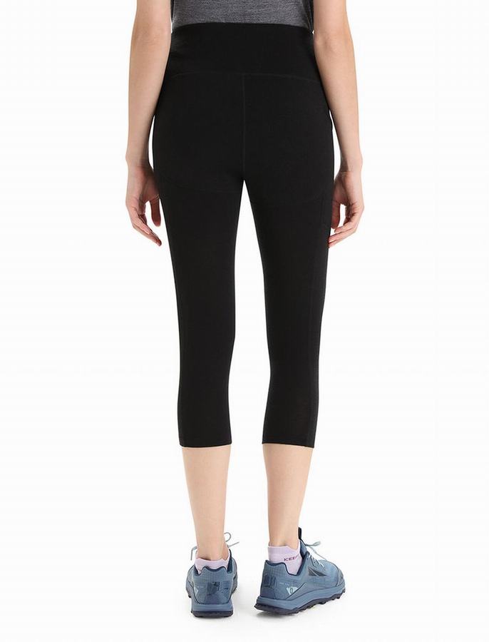 Mallas Icebreaker Merino Fastray High Rise 3/4 Tights Mujer Negros | IOR1399NQ