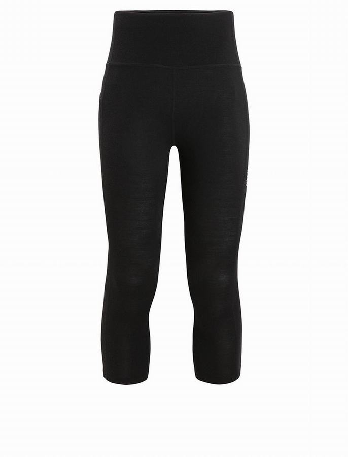 Mallas Icebreaker Merino Fastray High Rise 3/4 Tights Mujer Negros | IOR1399NQ