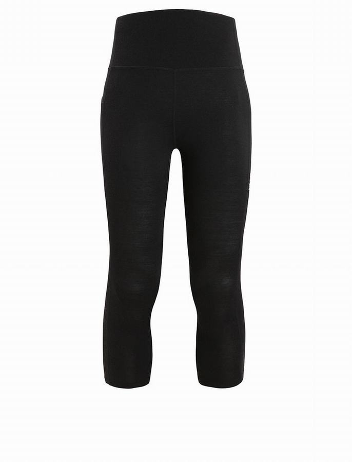 Mallas Icebreaker Merino Fastray High Rise 3/4 Tights Mujer Negros | IOR1399NQ