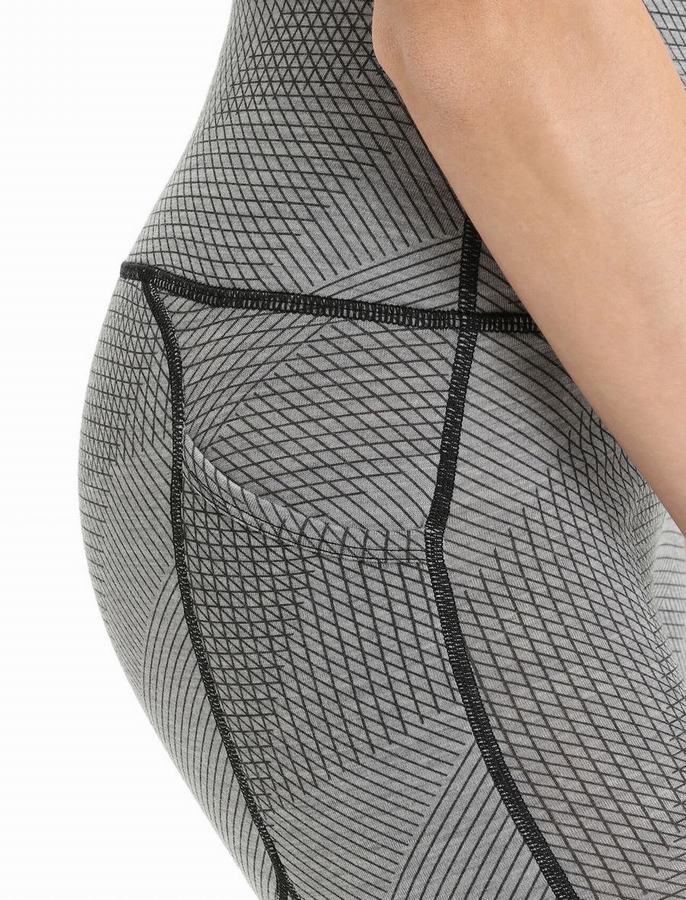 Mallas Icebreaker Merino Fastray High Rise Tights Gridlines Mujer Grises Negros | SDG7979MB